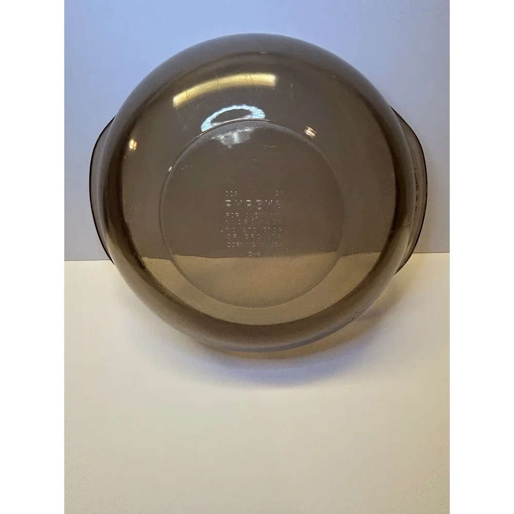 Pyrex 024 2L‎ Vintage Translucent Brown Glass Round Bowl Casserole Dish Lid